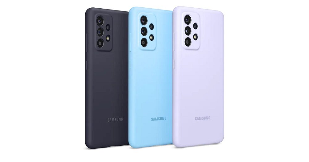 Etui Samsung Silicone Cover do Galaxy A52 widok na etui z tyłu od lewej strony w kilku kolorach