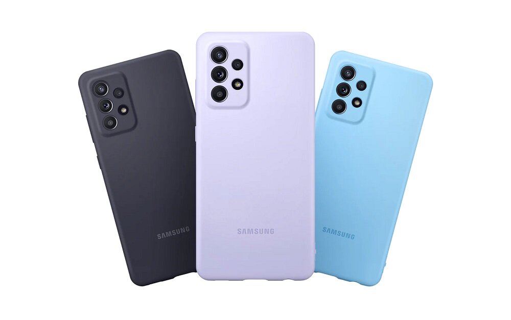 Etui Samsung Silicone Cover do Galaxy A52 widok na etui z tyłu w różnych kolorach