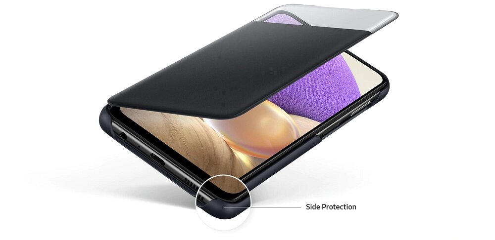 Etui Samsung Smart S View Wallet Cover do Galaxy A32 LTE widok na wskazany element w etui chroniący boki