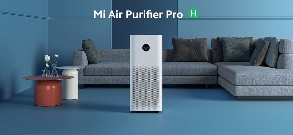 Oczyszczacz powietrza Xiaomi Mi Air Purifier Pro H AC-M7-SC 28601 widok na oczyszczacz od frontu w pomieszczeniu