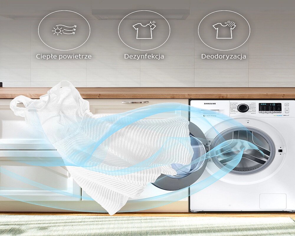 Pralko-suszarka Samsung WD8NK52E0ZX świeża sukienka wychodządza z pralki
