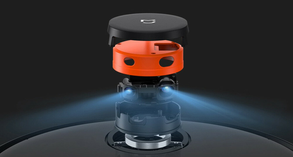 Robot sprzątający Xiaomi Mi Robot Vacuum-Mop Pro górna część widok na elementy i sensory