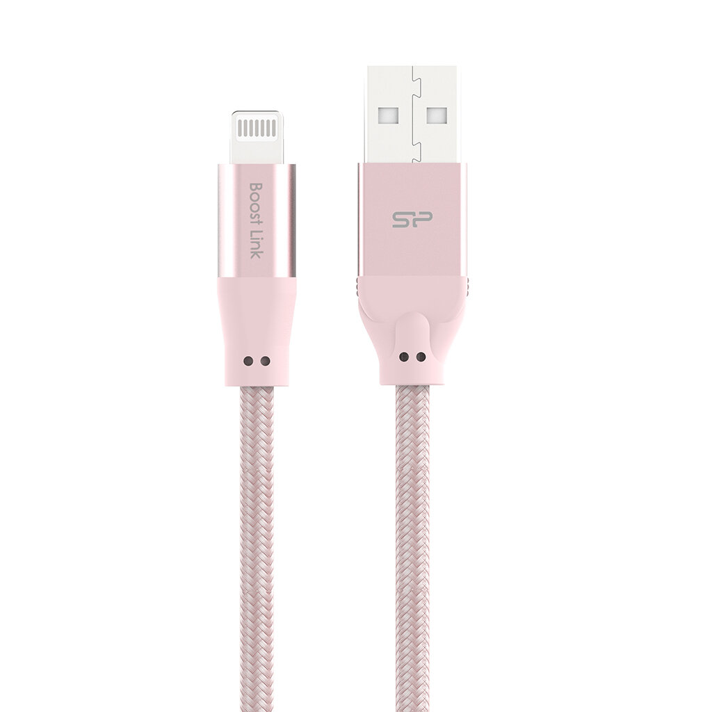 Kabel SILICON USB do Lightning LK35AL różowy widok na dwie końcówki
