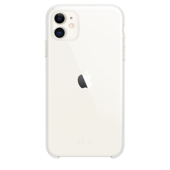 Przezroczyste etui do iPhone’a 11 Apple iPhone Clear Case MWVG2ZM/A widok od przodu na plecki telefonu w etui