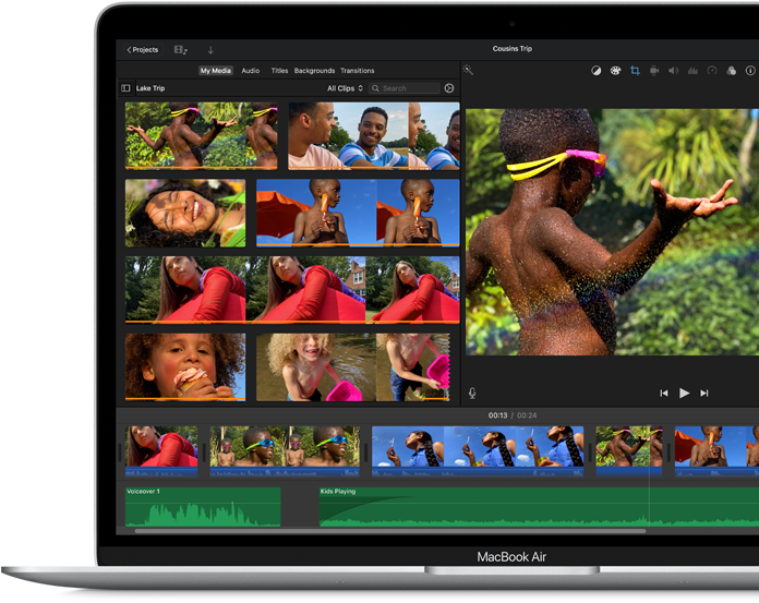 Laptop Apple Macbook Air 13 16GB/256GB z wyświetloną aplikcją do edycji filmów
