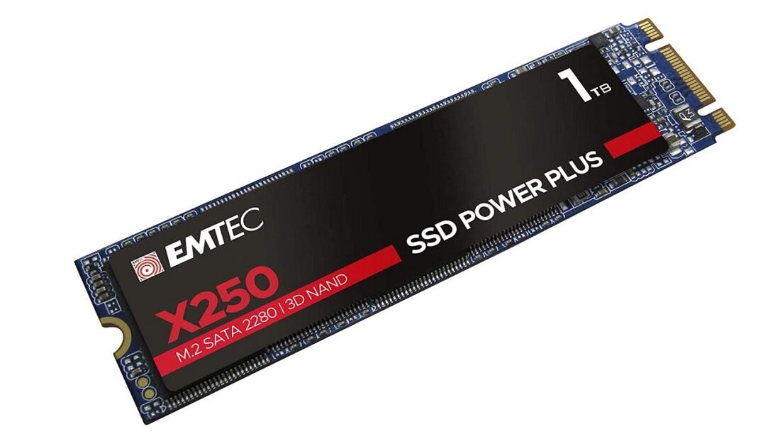  Dysk Emtec SSD M2 Sata X250 1TB pod skosem od przodu