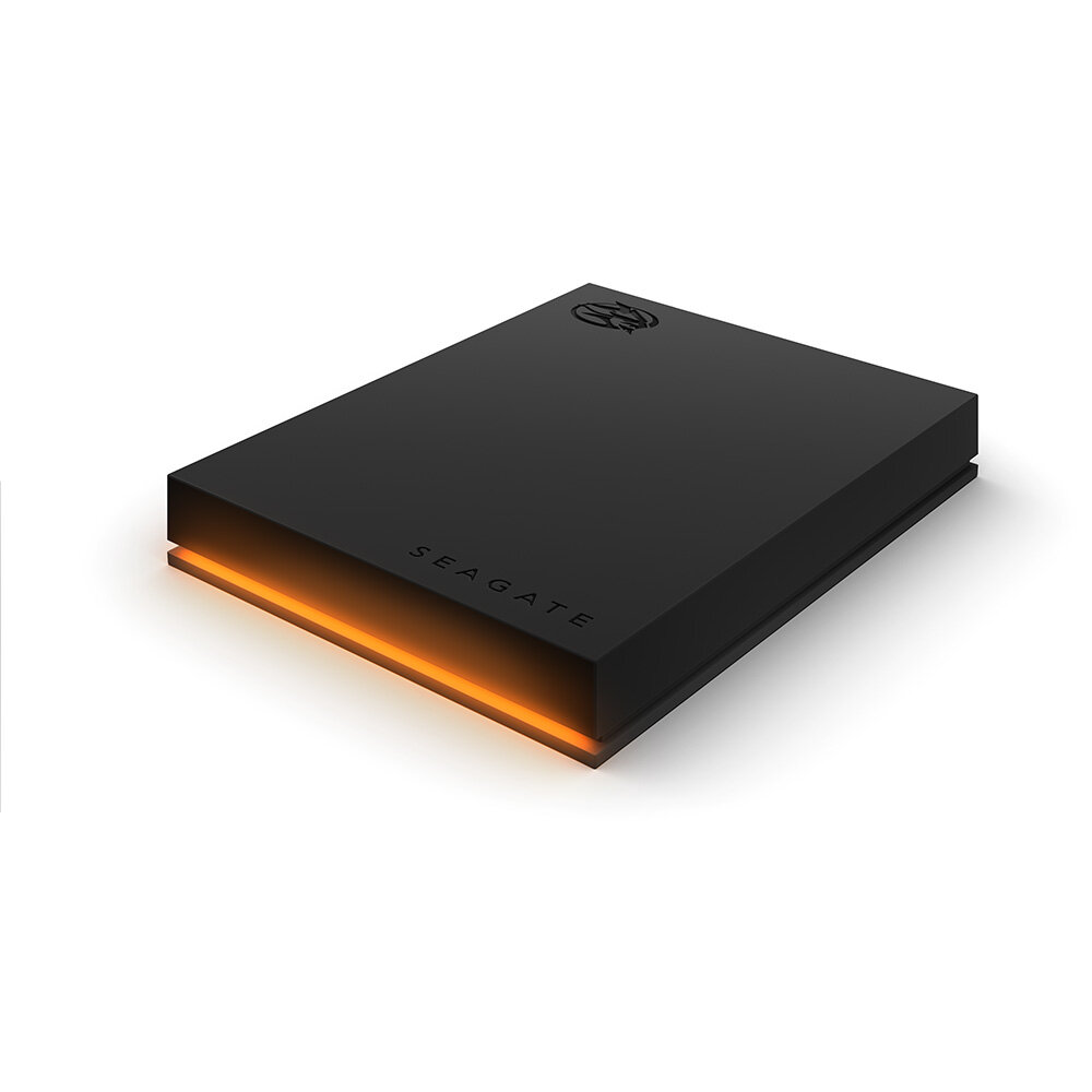 Dysk Seagate FireCuda Gaming HDD 2TB STKL2000400 widoczne podświetlenie RGB koloru pomarańczowego