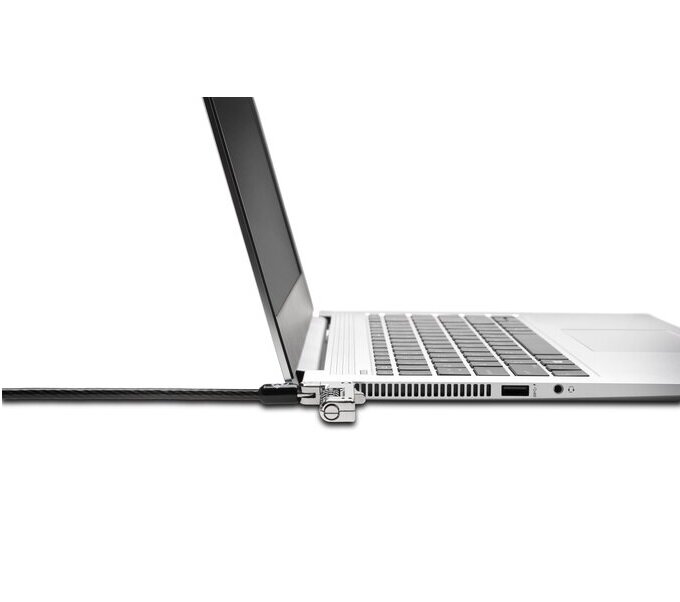 Blokada laptopa Kensington Slim NanoSaver resettable podłączona pod laptopa