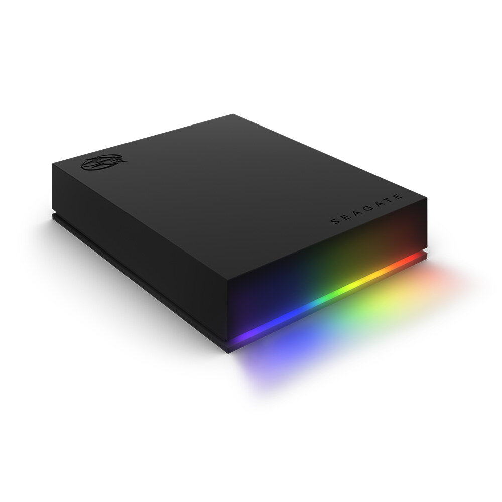 Dysk Seagate FireCuda Gaming HDD 5TB STKL5000400 czarny widok od frontu, podświetlenie RGB