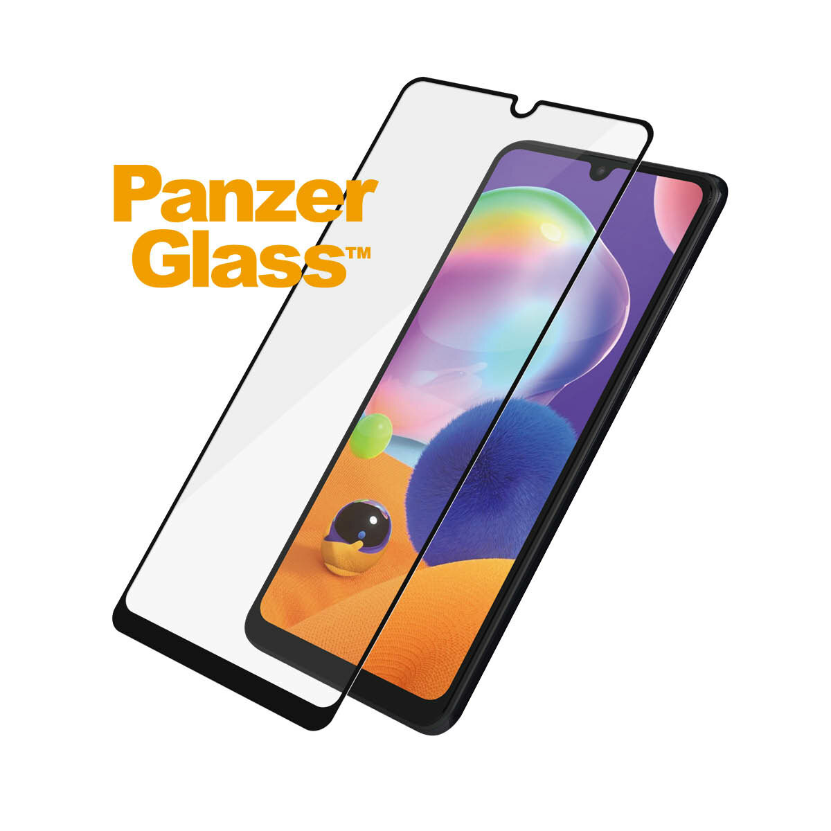 PanzerGlass E2E Regular Samsung A31 A315 /A32 Case Friendly szkło i telefon pod kątem od prawej strony