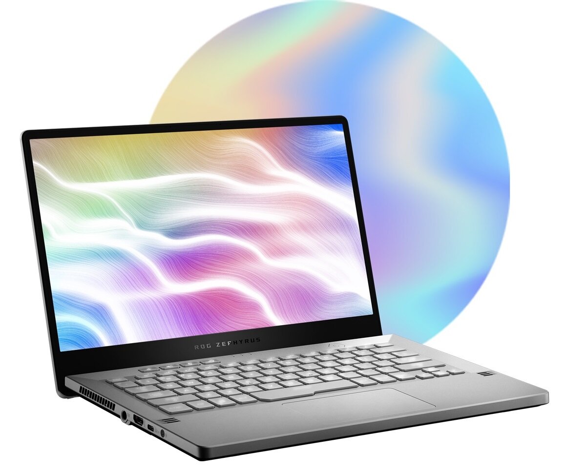 Laptop Asus ROG Zephyrus G14 GA401 GA401QC-HZ011T widok na laptopa od przodu pod skosem