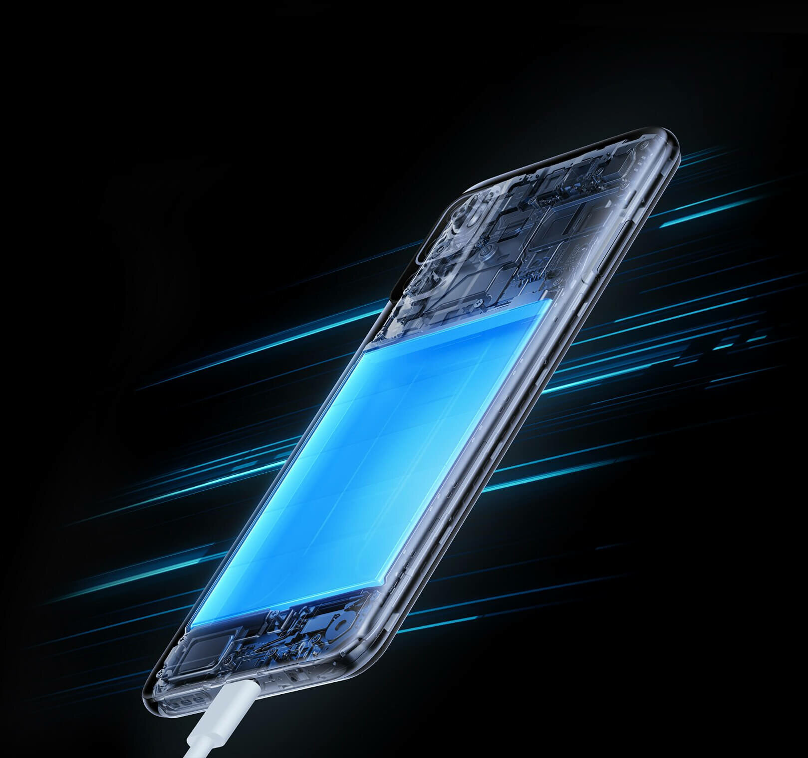 Smartfon Xiaomi Redmi Note 10 5G 4/64GB Nighttime Blue widok na tył od gniazda ładowania