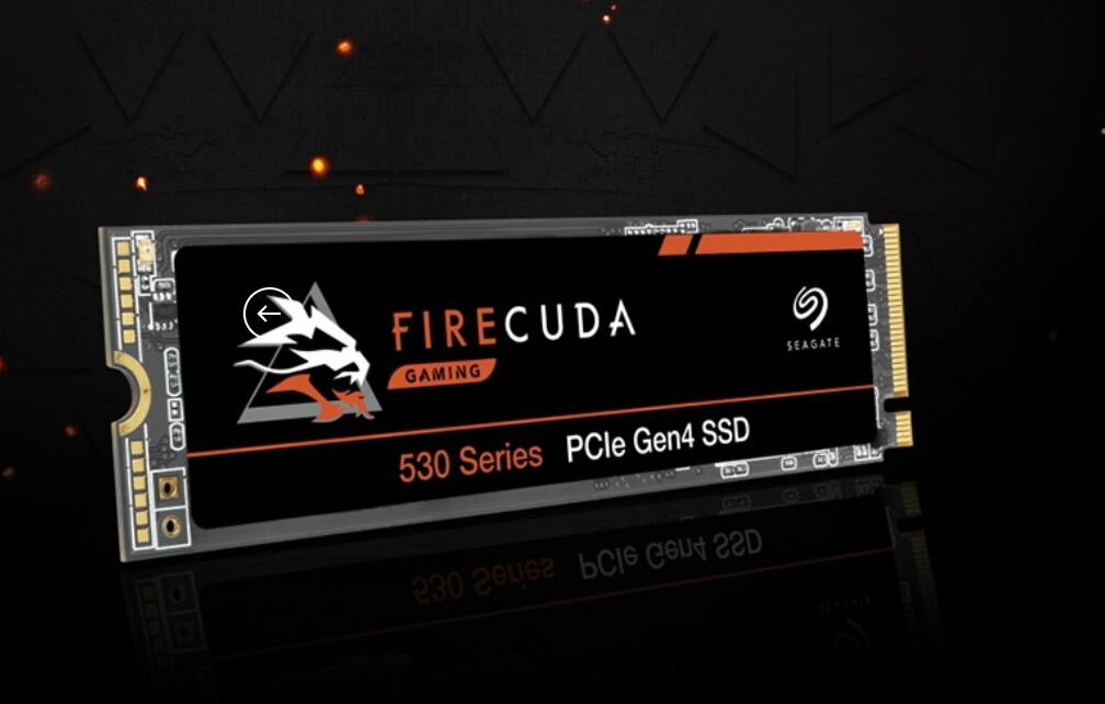 Dysk SSD Seagate FireCuda 530 1TB widok dysku od przodu pod skosem