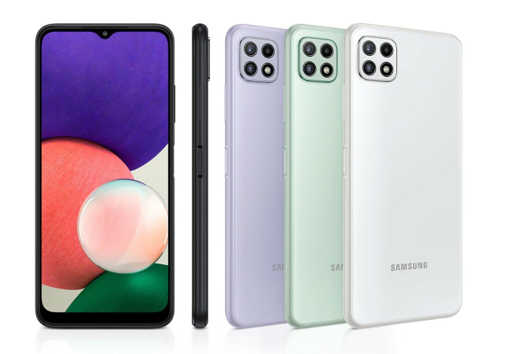 Smartfon Samsung Galaxy A22 5G SM-A226B Fioletowy różne kolory tyłem