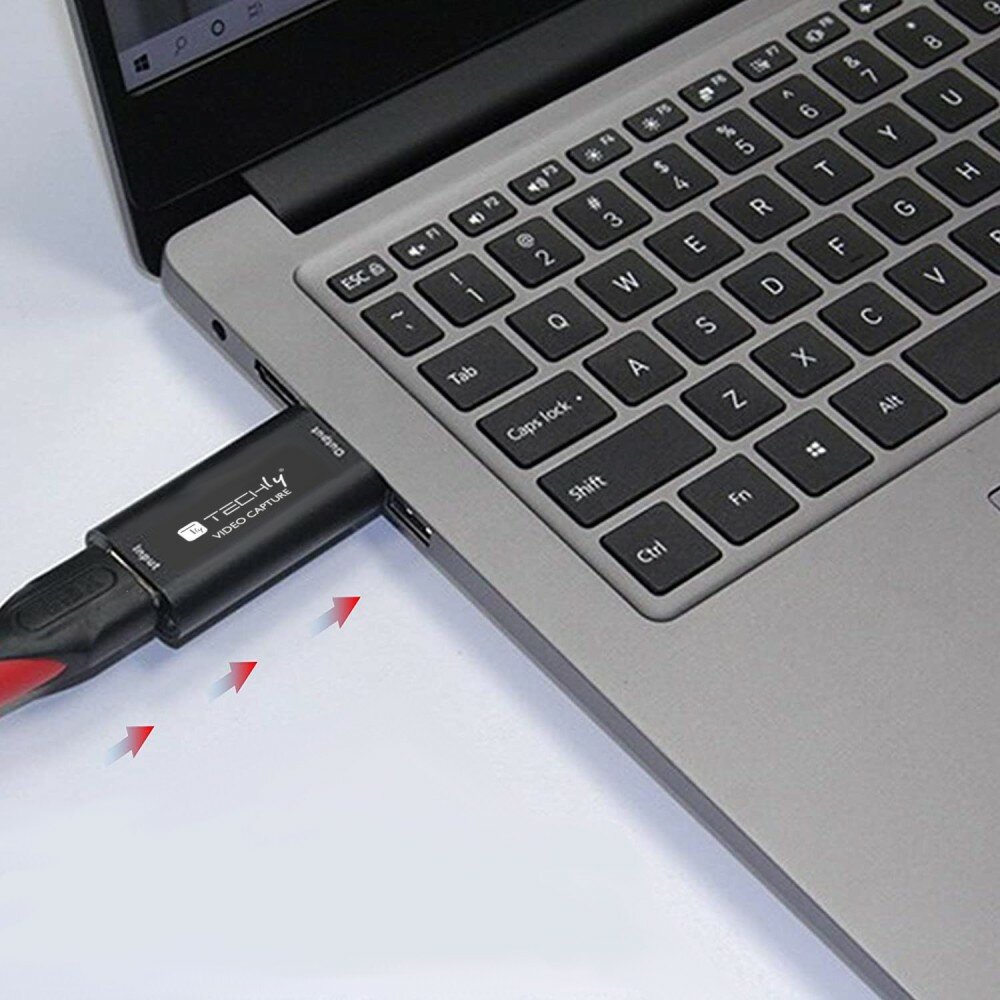 Grabber Techly I-USB-VIDEO-1080TY 1080P podłączony do laptopa