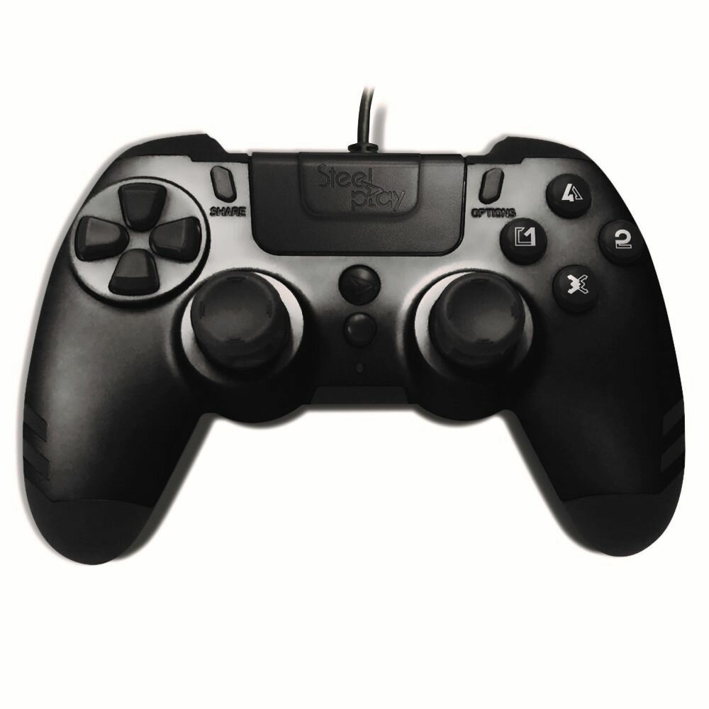 Kontroler STEELPLAY Metaltech Controller Black PS4 widok na front na białym tle