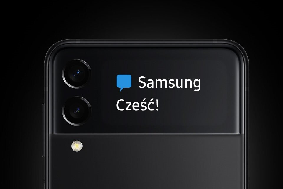 Smartfon Samsung Galaxy Z FLIP 3 5G SM-F711BZEAEUE widok na ekran przy aparacie