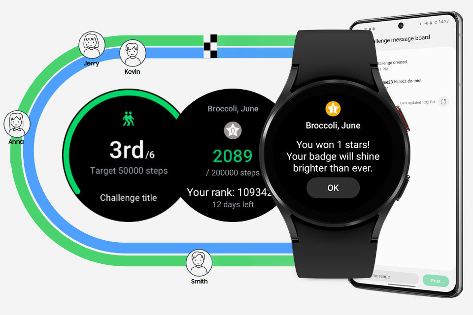 Smartwatch Samsung Galaxy Watch 4 44mm R870 porównanie wyników ze znajomymi