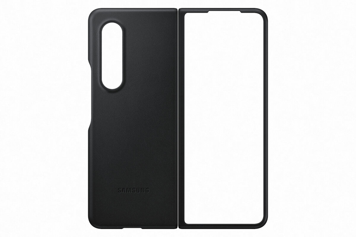 Etui Samsung Leather Cover Black do Galaxy Z FOLD 3 5G EF-VF926LBEGWW czarne strona tylna i frontowa