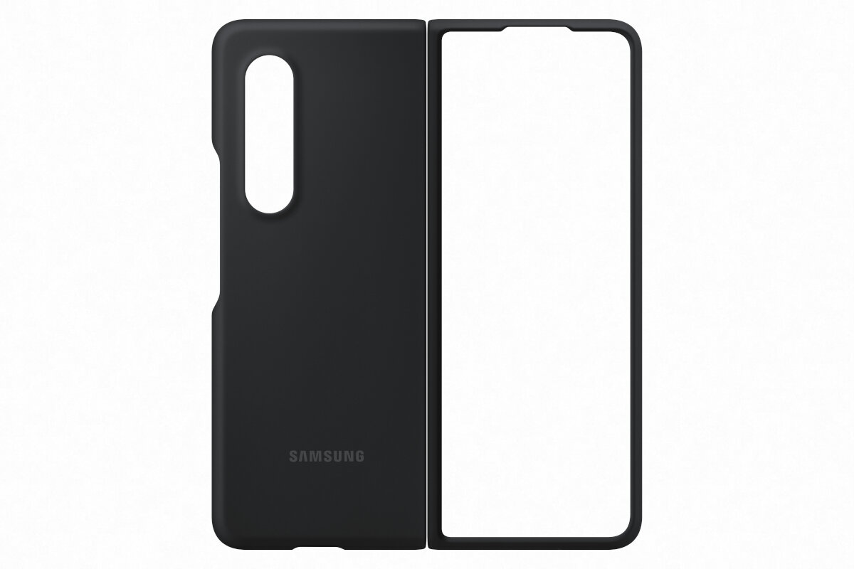 Etui Samsung Silicone Cover Black do Galaxy Z FOLD 3 5G EF-PF926TBEGWW czarne strona tylna i frontowa