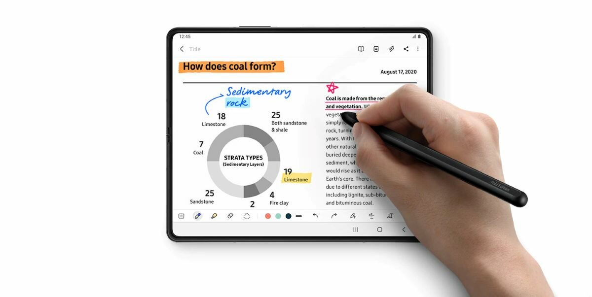 Rysik Samsung EJ-PF926BBEGEU S Pen Fold Edition podczas korzystania na tablecie