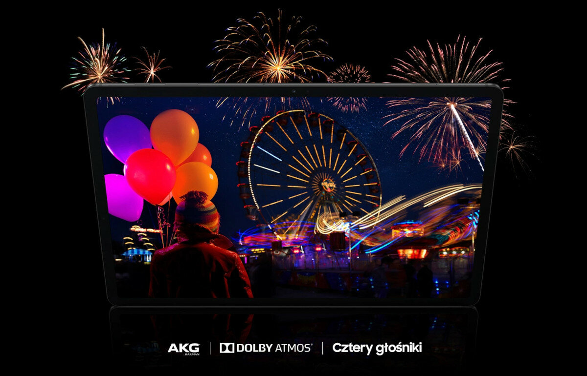 Tablet Samsung Galaxy Tab S7+ T976 5G wyświetlany pokaz sztucznych ogni
