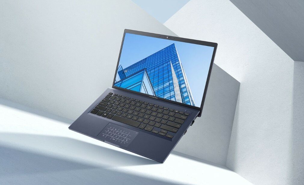 Laptop Asus ExpertBook B1 B1400 i5-1135G7 (B1400CEAE-EB2577T) pokazany front i lewy skos