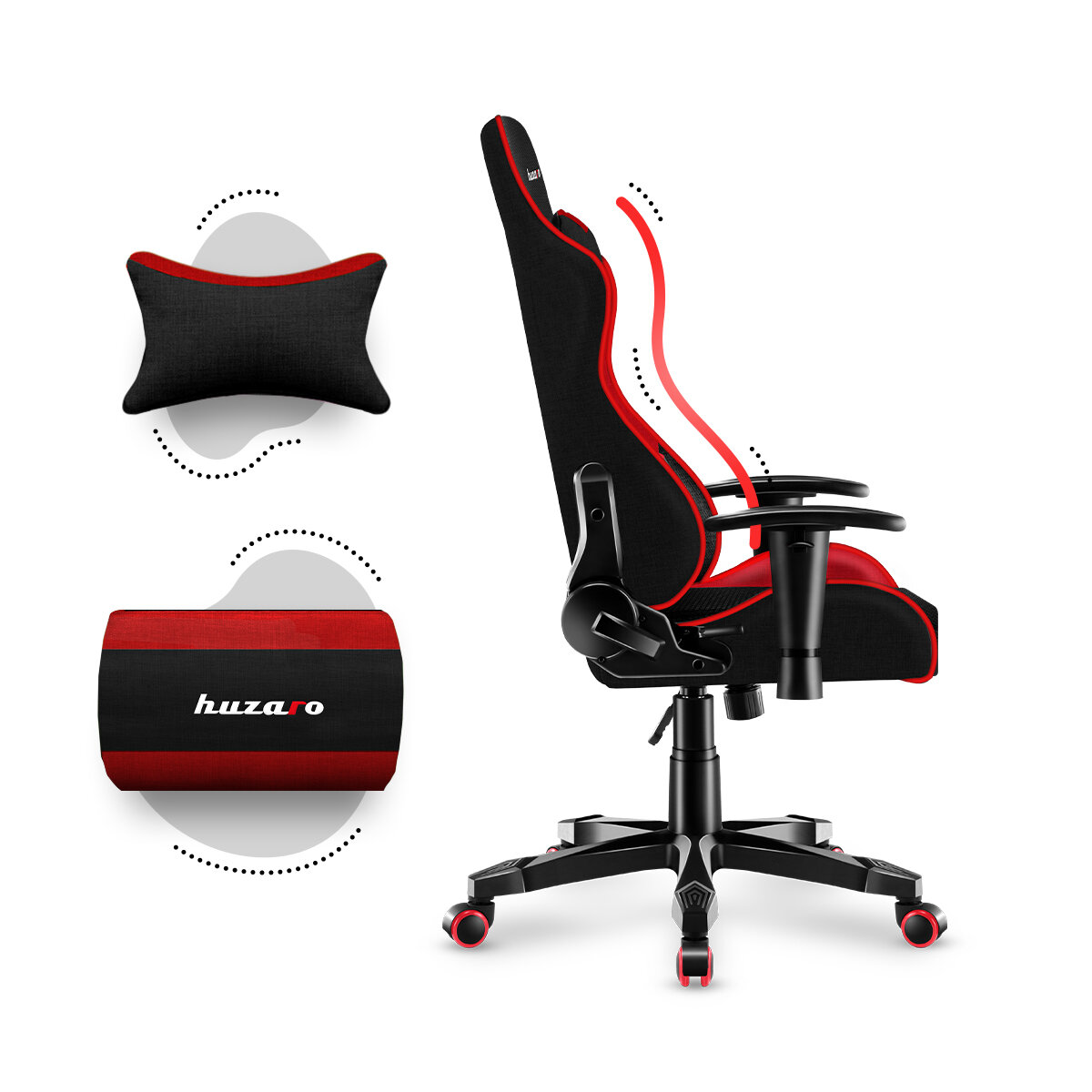 Krzesło gamingowe Huzaro Ranger 6.0 Red Mesh dla dzieci widok z boku