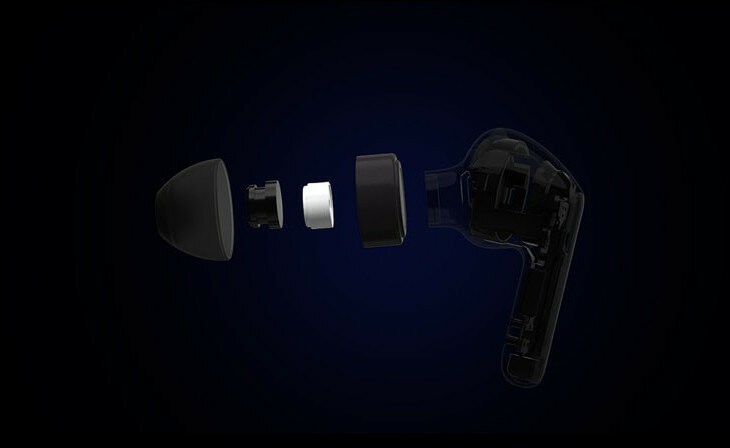 Słuchawki douszne LG HBS-FN4 widok na budowę słuchawki