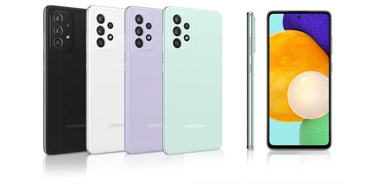 Smartfon Samsung Galaxy A52s 5G różne kolory przedstawione tyłem