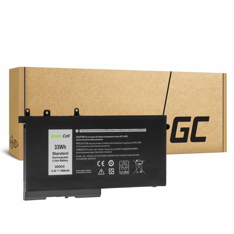 Bateria do laptopa Green Cell 3DDDG 93FTF grafika przedstawia baterię od frontu na tle pudełka
