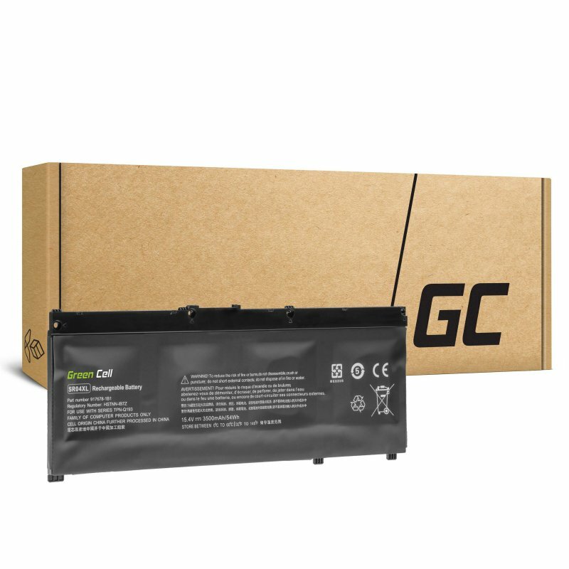 Bateria do laptopa Green Cell SR04XL grafika przedstawia baterię od frontu oraz opakowanie