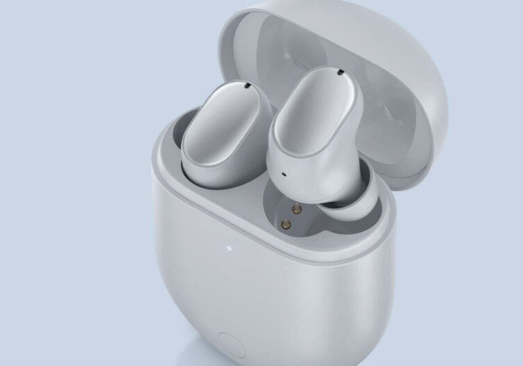 Słuchawki bezprzewodowe Xiaomi Redmi Buds 3 Pro Glacier Grey włożone w etui