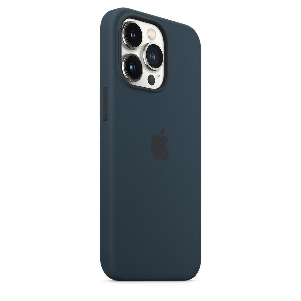 Apple iPhone 13 Pro Silicone Case with MagSafe – Abyss Blue widok na tył urządzenia z etui