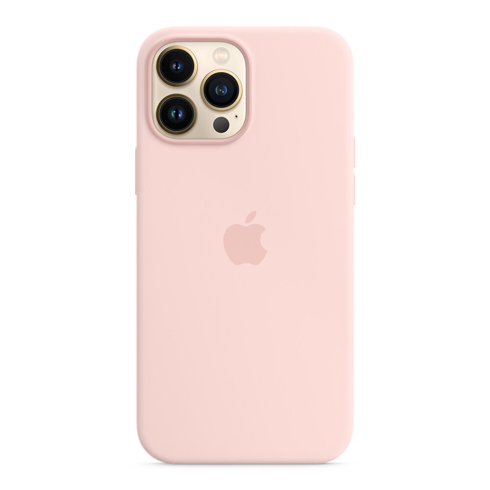 Apple iPhone 13 Pro Max Silicone Case with MagSafe – Chalk Pink widok na tył urządzenia z etui