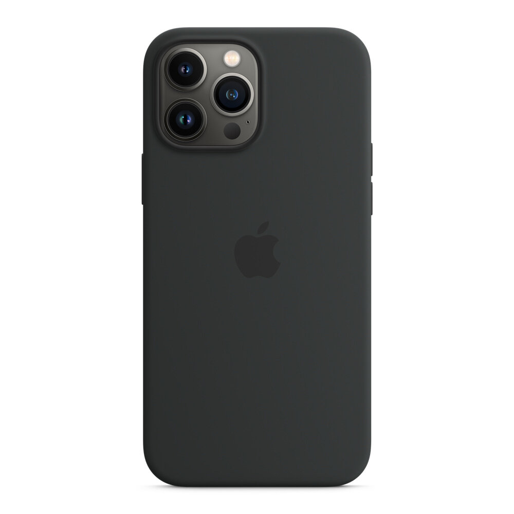 Apple iPhone 13 Pro Max Silicone Case with MagSafe – Midnight widok na tył urządzenia z etui
