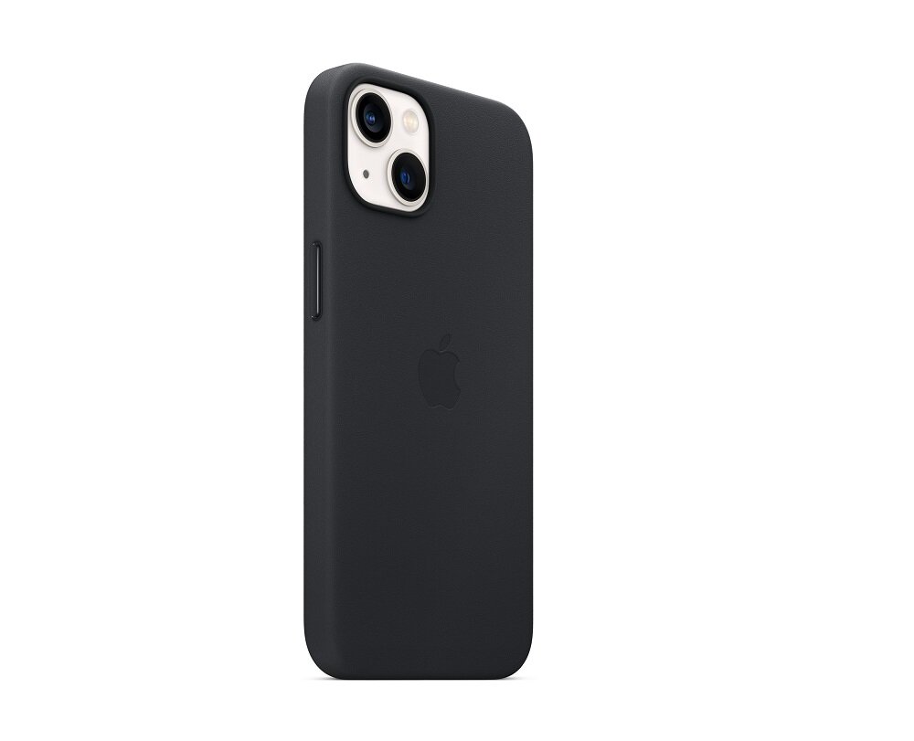 Etui skórzane Apple z MagSafe do iPhone 13 MM183ZM/A widok na etui na pleckach telefonu pod skosem w prawo