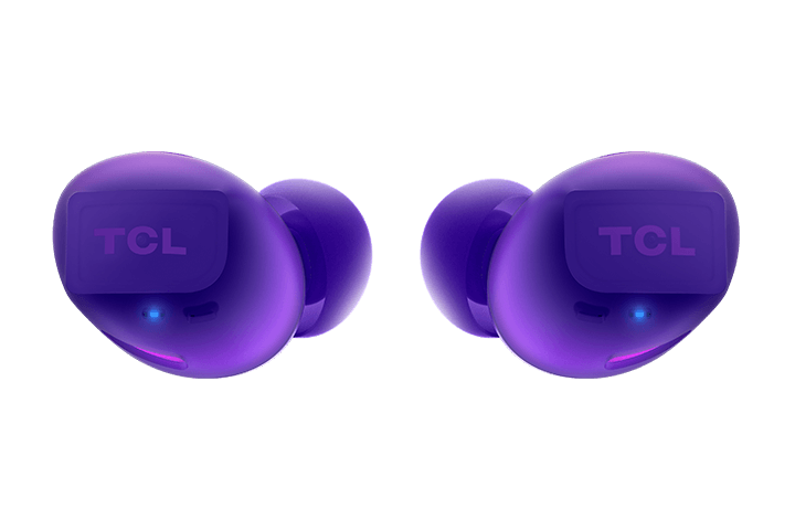 Słuchawki TCL SOCL500TWS purpurowe widok na słuchawki od frontu