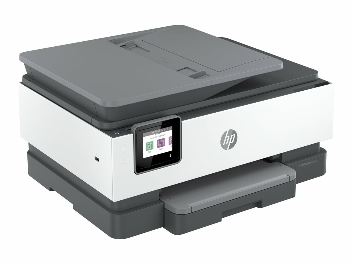 Urządzenie wielofunkcyjne HP OfficeJet Pro bok drukarki zbliżenie na wyświetlacz 