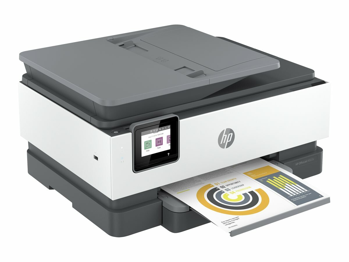 Urządzenie wielofunkcyjne HP OfficeJet Pro drukarka podczas pracy z boku