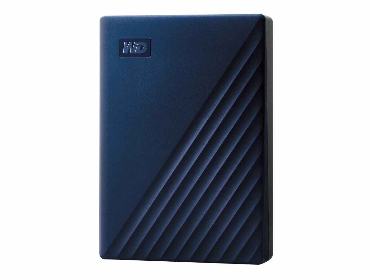 Dysk HDD Western Digital My Passport Mac 5TB niebieski widok dysku od przodu