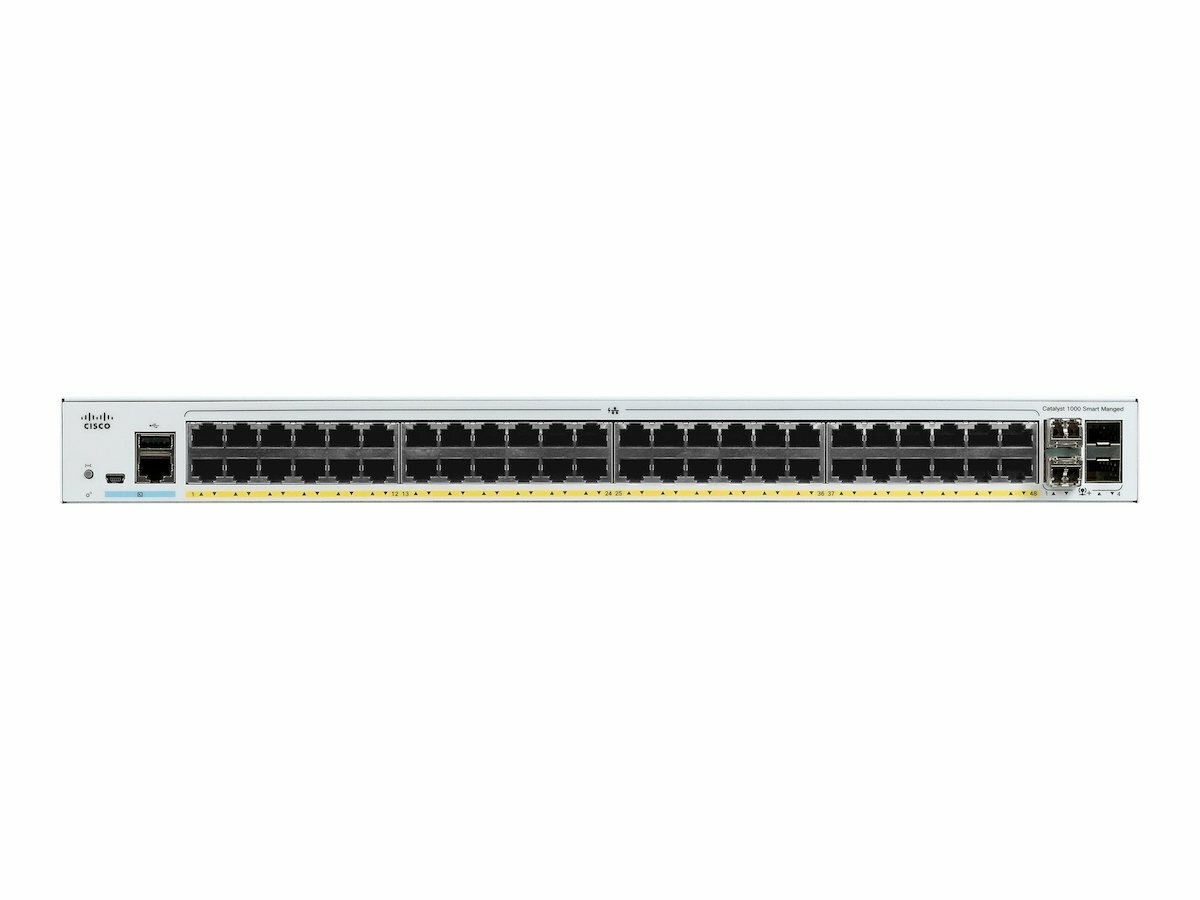 Switch Cisco C1000-24T-4X-L 48-portowy widoczny frontem