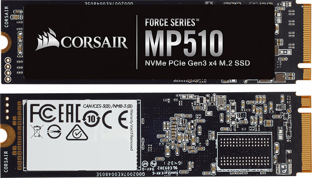 Dysk SSD Corsair Force Serie MP510 zdjęcie przodu i tyłu dysku
