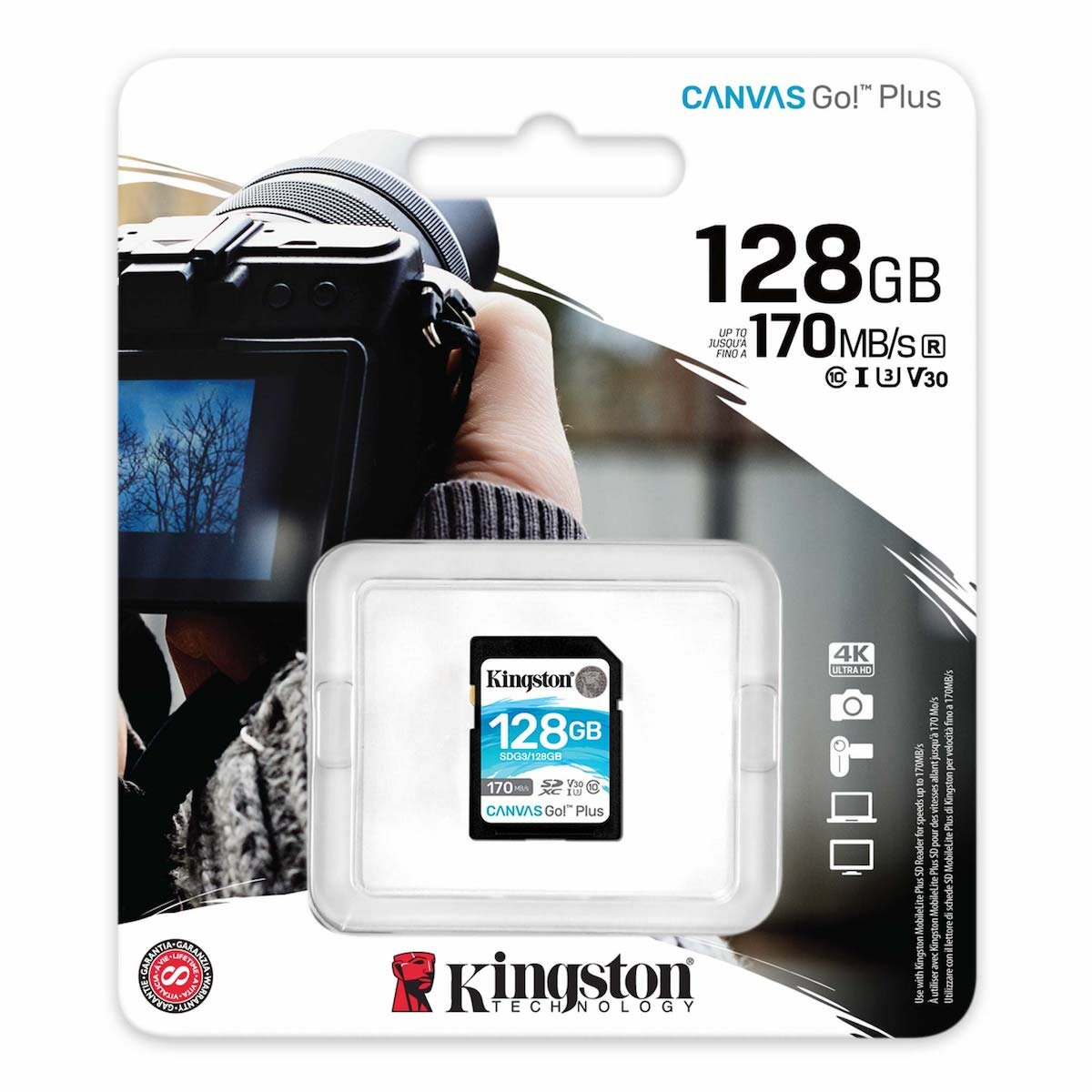 Karta pamięci Kingston Canvas Go! Plus SDG3/128GB opakowanie