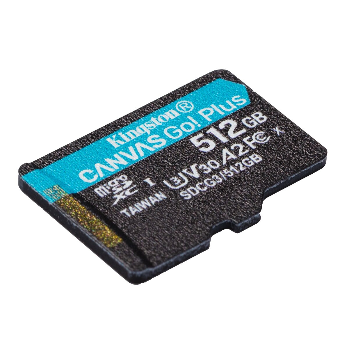 Karta pamięci Kingston Canvas Go! Plus MicroSD 512GB widok karty pod skosem