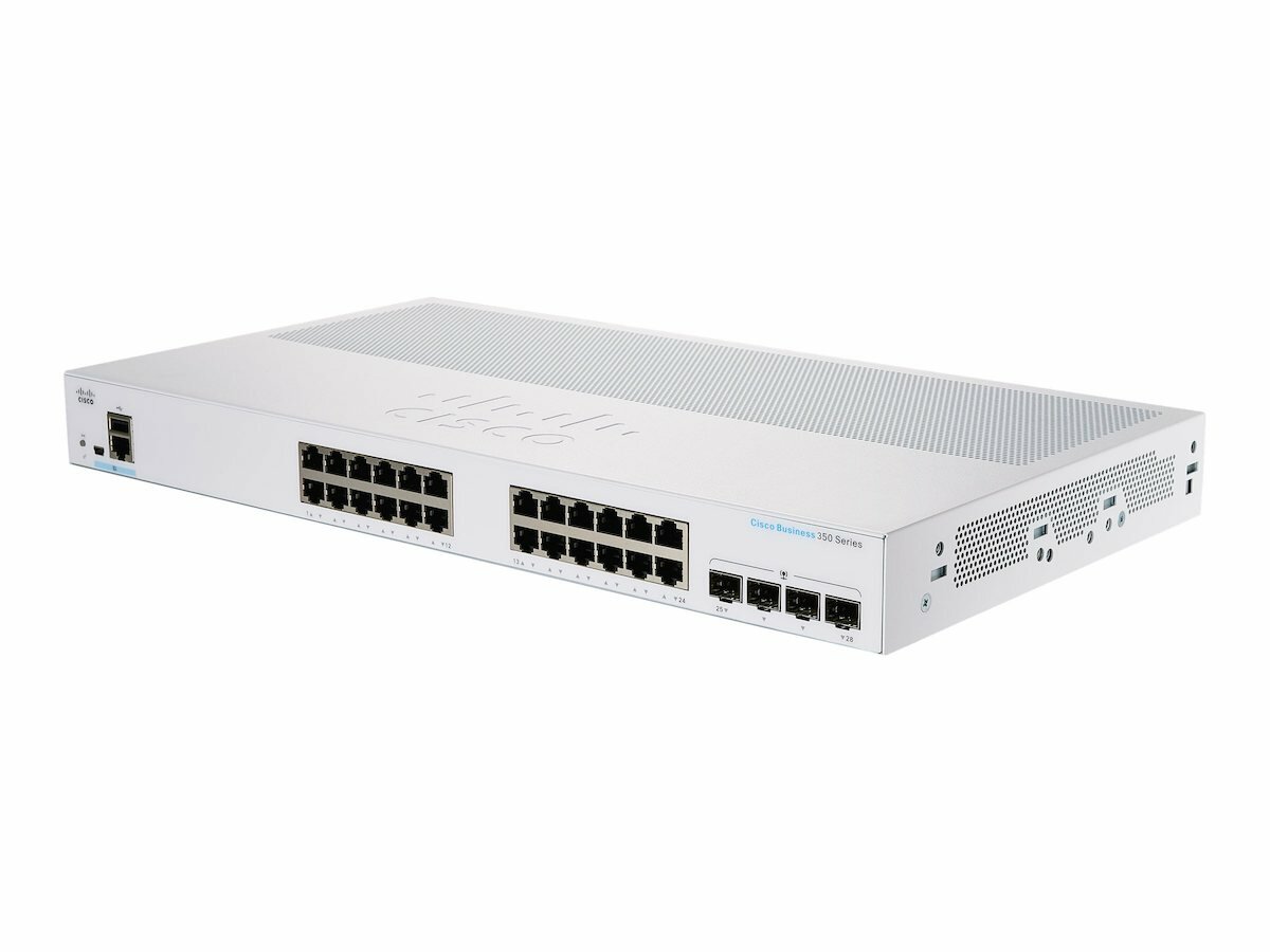 Switch Cisco CBS350-24T-4G-EU
                Gigabit Ethernet widoczny pod skosem
