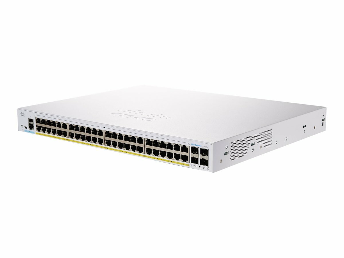 Switch Cisco CBS350-48P-4X-EU
                Gigabit Ethernet widoczny pod skosem