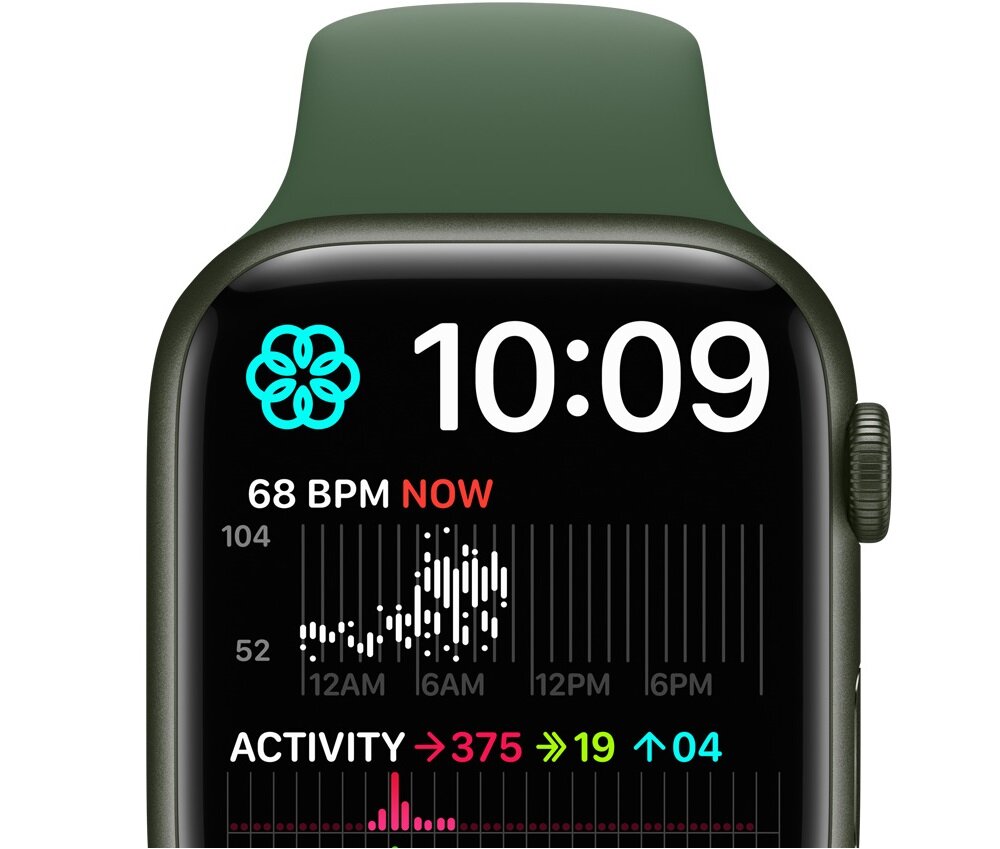 Smartwatch Apple Watch Series 7 GPS + Cellular MKHU3WB/A widok połowę zegarka od frontu