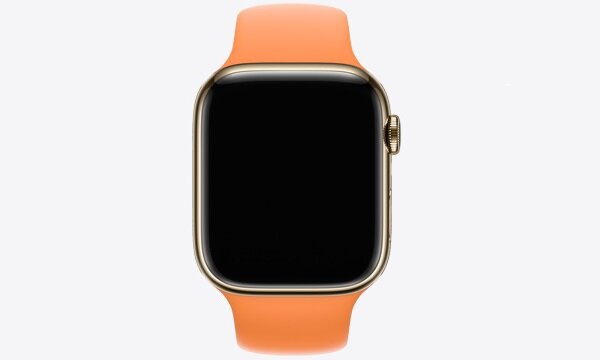 Smartwatch Apple Watch Series 7 GPS + Cellular MKHU3WB/A widok na front z czarnym ekranem