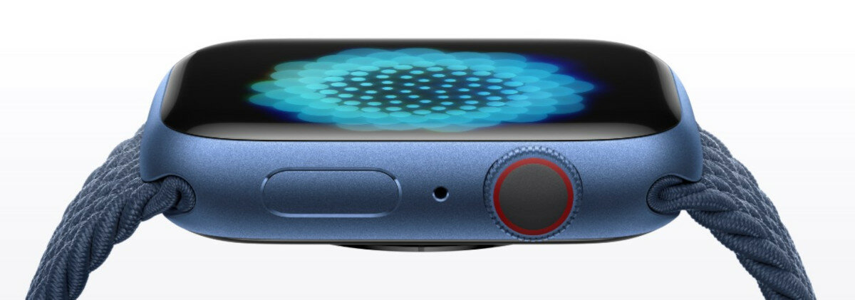 Apple Watch Series 7 GPS + Cellular 41mm Graphite Stainless Steel Case with Abyss Blue Sport Band stylowa i metalowa obudowa